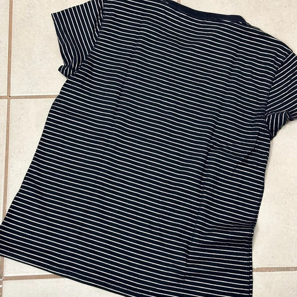 Abercrombie & Fitch Women Navy Blue Crew Neck stripe T-Shirt size XS - Picture 6 of 7